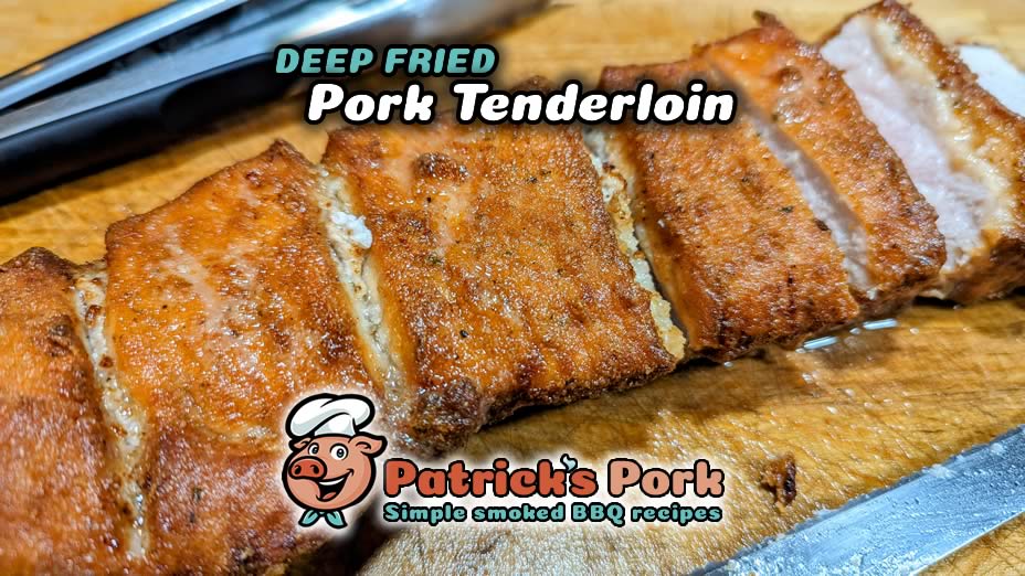 Deep fried tenderloin on cutting board